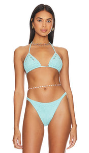 Frankies Bikinis X Guizio Tide Knit Top in Teal - Frankies Bikinis X Guizio Tide - Haut en tricot - Bleu sarcelle - Frankies Bikinis X Guizio Tide 青色针织上衣 - Frankies Bikinis X Guizio Tide Strickoberteil in Blaugrün - Frankies bikinis X Guizio Tide 니트 탑 - Top in maglia Frankies Bikinis X Guizio Tide in verde acqua