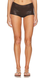Frankies Bikinis x REVOLVE Basket Leather Short in Chocolate - Frankies Bikinis x REVOLVE Short en Cuir Basket en Chocolat - Frankies Bikinis x REVOLVE 巧克力色篮子皮革短裤 - Frankies Bikinis x REVOLVE Basket Ledershorts in Schokolade - Frankies 비키니 x REVOLVE 바스켓 가죽 쇼츠 in 초콜릿 - Frankies Bikini x REVOLVE Basket Pantaloncini in pelle color cioccolato
