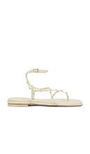 Freda Salvador Alexia Sandal in White | Vanilla With Gold Studs Flat Sandals for Women