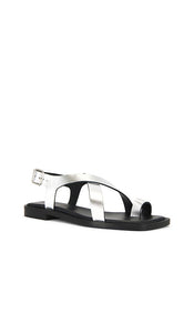 Freda Salvador Paxton Sandal in Metallic Silver, grey