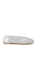Freda Salvador Riley Flat in Metallic Silver, grey | Silver Ballet Flats for Women