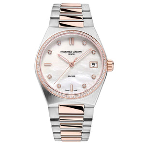 Frederique Constant Highlife Diamond Accent Mother of Pearl Dial Two-Tone Bracelet Watch 31mm - FC-240MPWD2NHD2B