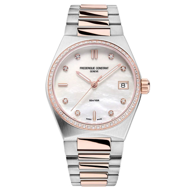 Frederique Constant Highlife Diamond Accent Mother of Pearl Dial Two-Tone Bracelet Watch 31mm - FC-240MPWD2NHD2B