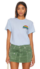 Free & Easy Sunset Rainbow Short Sleeve Tee in Baby Blue