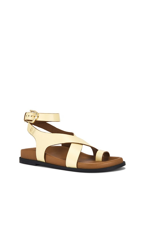 Free People Anya Criss Cross Footbed Sandal in Yellow