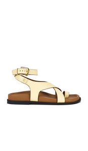 Free People Anya Criss Cross Footbed Sandal in Yellow | Sun Butter Flat Sandals for Women