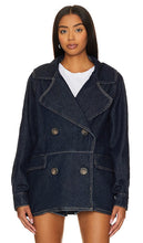Free People Denim Car Coat in Blue