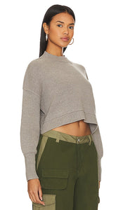 Free People Easy Street Crop Pullover in Grey