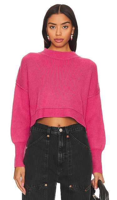 Free People Easy Street Crop Sweater in Fuchsia - Free People - Easy Street - Pull court fuchsia - Free People Easy Street 紫红色短款毛衣 - Free People Easy Street Crop Pullover in Fuchsia - Free People 이지 스트리트 크롭 스웨터 - Maglione Free People Easy Street Crop in fucsia