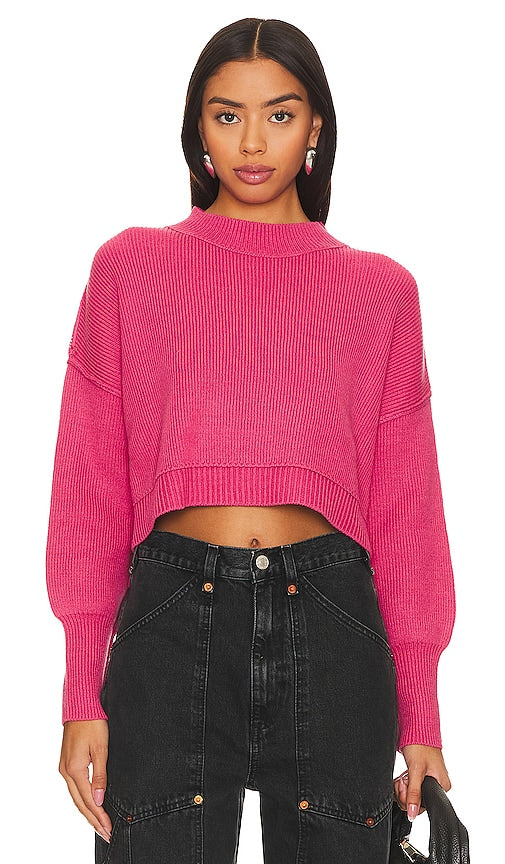 Free People Easy Street Crop Sweater in Fuchsia - Free People - Easy Street - Pull court fuchsia - Free People Easy Street 紫红色短款毛衣 - Free People Easy Street Crop Pullover in Fuchsia - Free People 이지 스트리트 크롭 스웨터 - Maglione Free People Easy Street Crop in fucsia
