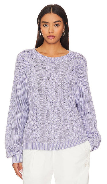 Free People Frankie Cable Sweater in Lavender - Free People - Frankie - Pull torsadé - Lavande - Free People Frankie 薰衣草色绞花毛衣 - Free People Frankie Zopfpullover in Lavendel - Free People 프랭키 케이블 스웨터, 라벤더 색상 - Maglione Free People Frankie Cable in lavanda