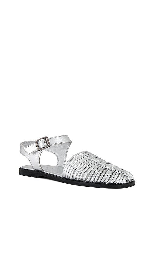 Free People Frankie Fisher Flat in Metallic Silver