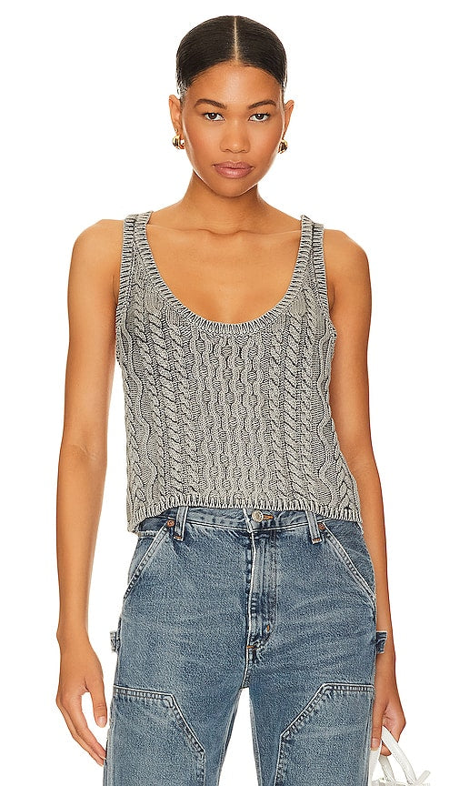 Free People High Tide Cable Tank in Grey - Free People Réservoir à câble à marée haute en gris - Free People 灰色涨潮电缆罐 - Free People High Tide Cable Tank in Grau - Free People High Tide 케이블 탱크그레이 색상 - Serbatoio per cavo alta marea Free People in grigio