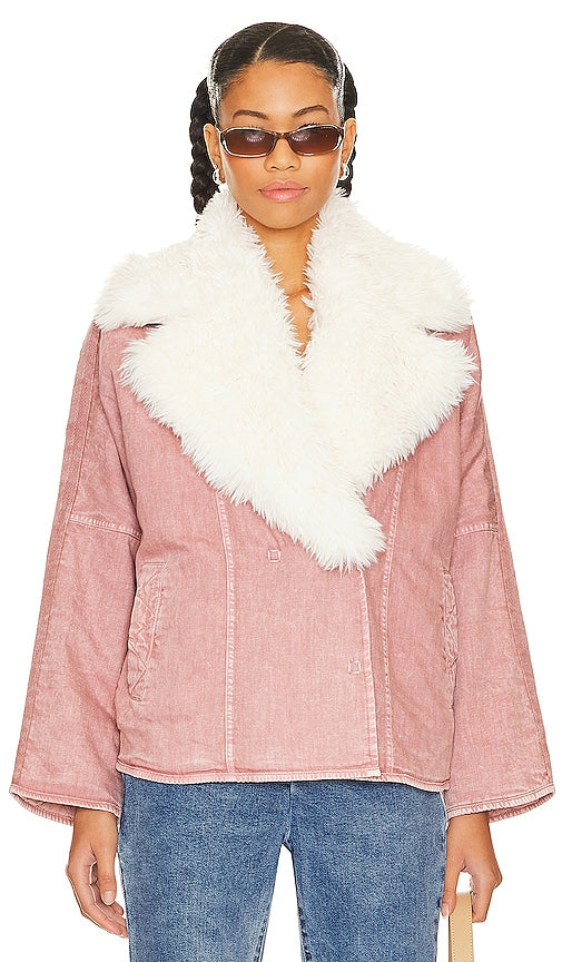 Free People Lola Denim Jacket in Mauve
