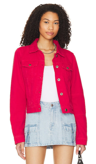 Free People Rumors Denim Jacket in Red - Free People - Rumors - Veste en jean - Rouge - Free People Rumours 红色牛仔夹克 - Free People Rumors Jeansjacke in Rot - Free People Rumors 데님 재킷레드 색상 - Giacca di jeans Free People Rumors in rosso