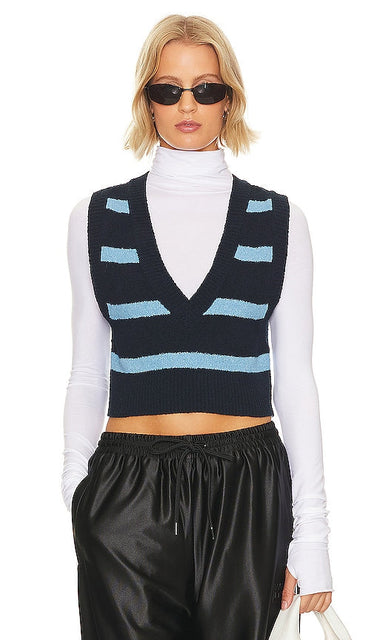 Free People Santa Monica Vest in Navy - Free People - Santa Monica - Débardeur - Bleu marine - Free People Santa Monica 海军蓝背心 - Free People Santa Monica Weste in Marineblau - Free People 산타 모니카 조끼 - Gilet Free People Santa Monica in blu marino