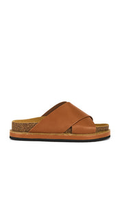 Free People Sidelines Footbed Sandal in Brown | Cognac Flat Sandals for Women