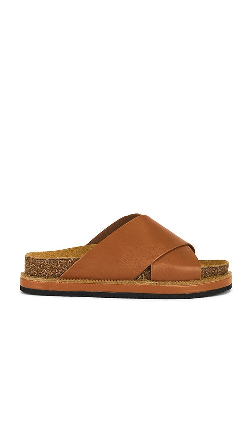 Free People Sidelines Footbed Sandal in Brown | Cognac Flat Sandals for Women
