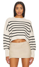 Free People Stripe Easy Street Crop Sweater in Cream