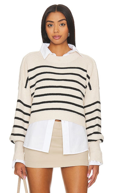 Free People Stripe Easy Street Crop Sweater in Cream - Free People - Easy Street - Pull court à rayures - Crème - Free People 奶油色条纹 Easy Street 短款毛衣 - Free People Stripe Easy Street Crop Pullover in Creme - Free People 스트라이프 이지 스트리트 크롭 스웨터크림 색상 - Maglione Easy Street Crop a righe Free People in crema