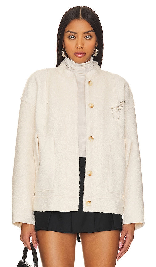 Free People Willow Bomber in Ivory - Free People - Bomber Willow en ivoire - Free People Willow 象牙色飞行员夹克 - Free People Willow Bomber in Elfenbein - Free People 윌로우 봄버 아이보리 색상 - Bomber in salice Free People in avorio