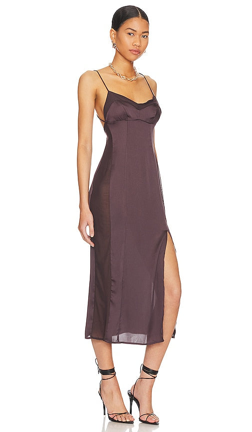 Free People X Intimately FP City Cool Midi Slip in Brown