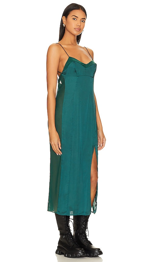 Free People x Intimately FP City Cool Midi Slip In Evergreen in Green