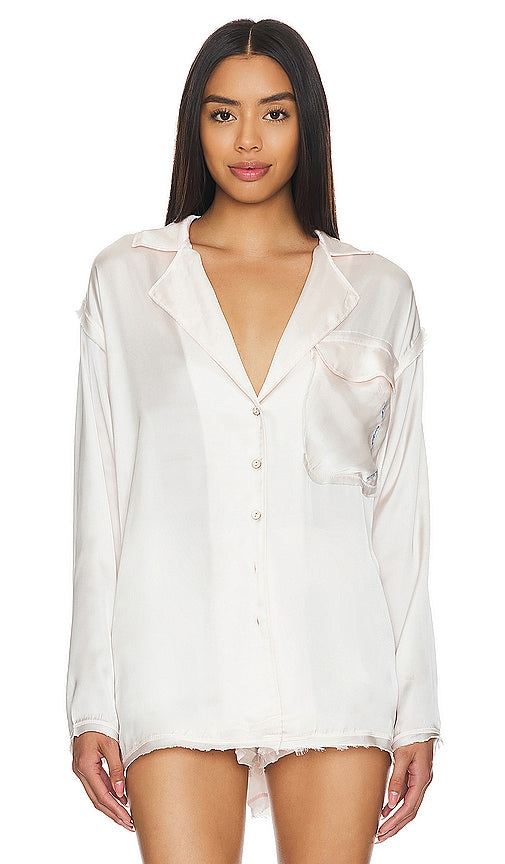 Free People x Intimately FP Like Honey Pj Shirt In Pastel in Cream - Free People x Intimately FP Like Honey - Chemise de pyjama - Pastel - Crème - Free People x Intimately FP Like Honey 奶油色柔和睡衣衬衫 - Free People x Intimately FP Like Honey Pyjama-Shirt in Pastell in Creme - Free People x Intimately FP Like Honey Pj 셔츠 인 파스텔 컬러 크림 - Maglietta del pigiama Free People x Intimately FP Like Honey in pastello color crema