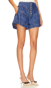 Free People x We The Free Fleur Denim Short In True Blue in Blue