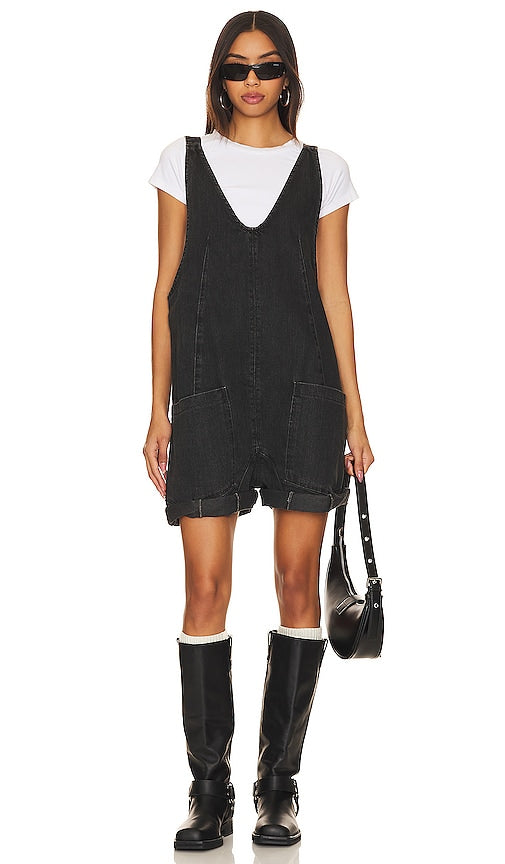 Free People x We The Free High Roller Shortall in Black - Free People x We The Free High Roller - Short - Noir - Free People x We The Free High Roller 黑色短裤 - Free People x We The Free High Roller Shortall in Schwarz - Free People x We The Free 하이 롤러 쇼트올 블랙 색상 - Free People x We La tuta Free High Roller in nero