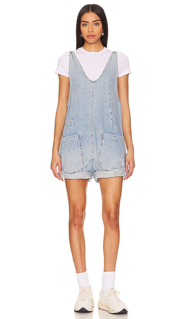 Free People x We The Free High Roller Shortall in Blue - Free People x We The Free High Roller - Short - Bleu - Free People x We The Free High Roller 蓝色短裤 - Free People x We The Free High Roller Shortall in Blau - Free People x We The Free 하이 롤러 쇼트올 블루 색상 - Free People x We La tuta High Roller gratuita in blu
