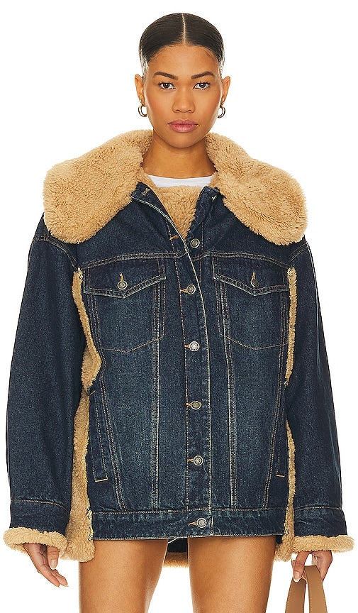 Free People x We The Free Holly Cozy Denim Jacket in Blue