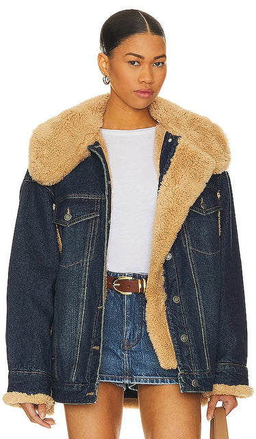 Free People x We The Free Holly Cozy Denim Jacket in Blue - Free People x We The Free Holly - Veste en jean confortable - Bleu - Free People x We The Free Holly Cosy 蓝色牛仔夹克 - Free People x We The Free Holly Cozy Jeansjacke in Blau - Free People x We The Free 홀리 코지 데님 재킷블루 색상 - Free People x We La giacca di jeans Free Holly Cozy in blu