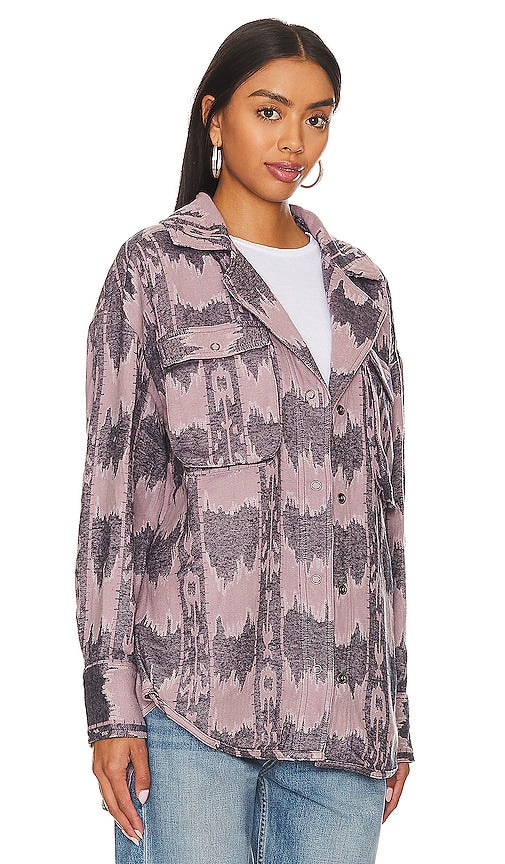 Free People x We The Free Izzie Cargo Jacquard Shacket in Lavender