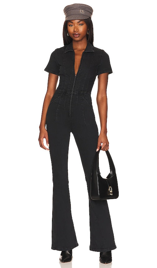 Free People x We The Free Jayde Flare Jumpsuit in Black - Free People x We The Free - Jayde - Combinaison évasée - Noir - Free People x We The Free Jayde 黑色喇叭连身裤 - Free People x We The Free Jayde Flare Jumpsuit in Schwarz - Free People x We The Free 제이드 플레어 점프수트 - Free People x We La tuta Free Jayde Flare in nero