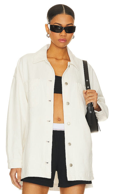 Free People x We The Free Madison City Twill Jacket In Optic White in Ivory - Free People x We The Free Madison City - Veste en sergé - Blanc optique - Ivoire - Free People x We The Free Madison City 象牙色光学白斜纹夹克 - Free People x We The Free Madison City Twill-Jacke in optischem Weiß in Elfenbein - Free People x We The Free 매디슨 시티 트윌 재킷 인 옵틱 화이트 아이보리 색상 - Free People x We La giacca in twill Free Madison City in bianco ottico in avorio