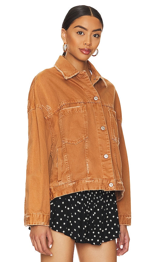 Free People x We The Free Opal Swing Denim Jacket in Cognac