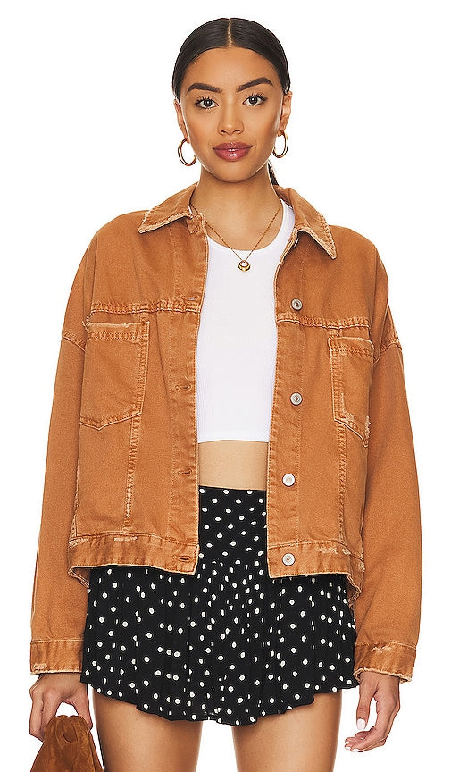 Free People x We The Free Opal Swing Denim Jacket in Cognac - Free People x We The Free Opal Swing - Veste en jean - Cognac - Free People x We The Free Opal Swing 干邑色牛仔夹克 - Free People x We The Free Opal Swing Jeansjacke in Cognac - Free People x We The Free 오팔 스윙 데님 재킷 - Free People x We La giacca di jeans Free Opal Swing in cognac