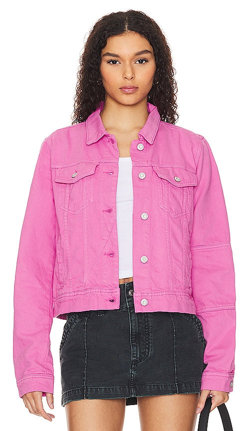 Free People x We The Free Rumors Denim Jacket in Pink - Free People x We The Free Rumors - Veste en jean - Rose - Free People x We The Free Rumors 粉色牛仔夹克 - Free People x We The Free Rumours Jeansjacke in Rosa - Free People x We The Free Rumors 데님 재킷핑크 색상 - Giacca di jeans Free People x We The Free Rumors in rosa