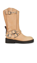 Free People x We the Free Janey Engineer Boot in Beige | Marzipan Moto Boots for Women