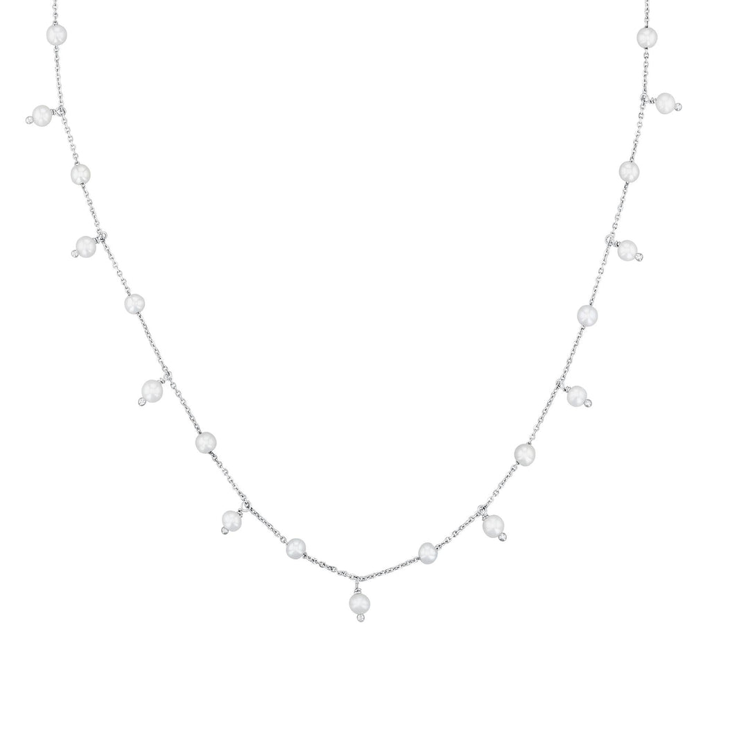 Freshwater Cultured Pearl Sterling Silver Station Necklace