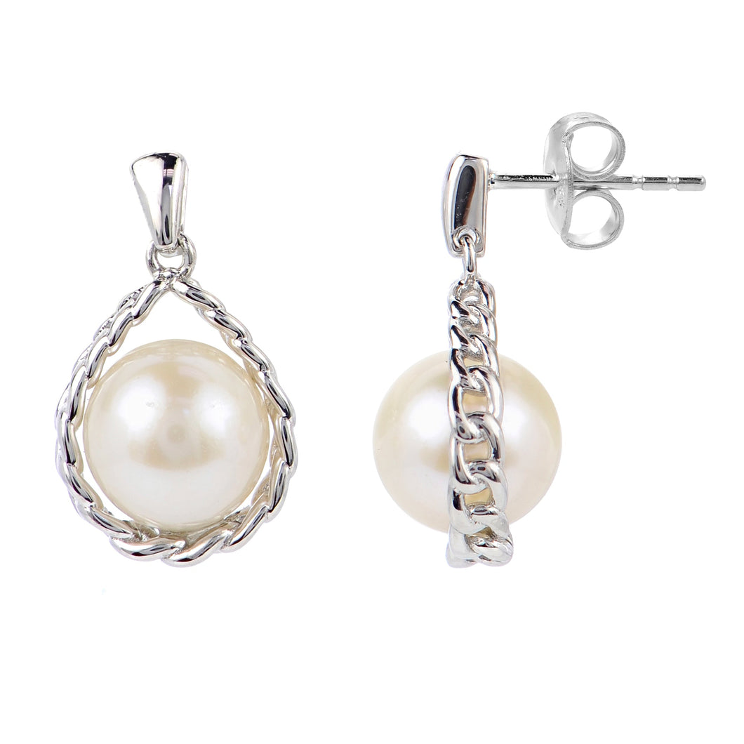 Freshwater Cultured Pearl Teardrop Shaped Sterling Silver Earrings