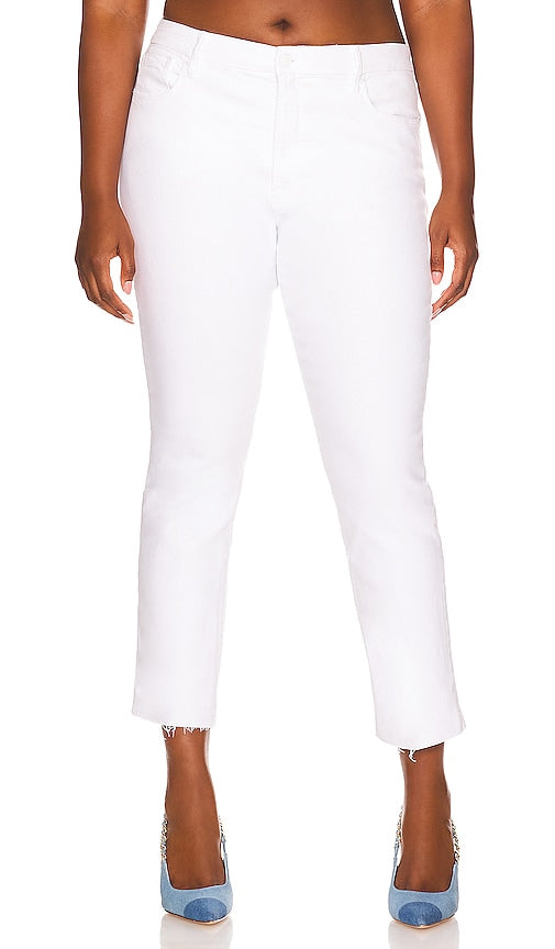 Good American Good Straight Undone Hem in White