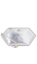 Ganni Bou Zipped Clutch in Metallic Silver