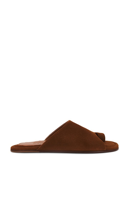 GIA BORGHINI Julia Slide in Brown | Caramel Flat Sandals for Women