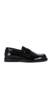 GCDS Wirdo Patent Monogram Loafers in Black | Black Loafers & Oxfords Flats for Women