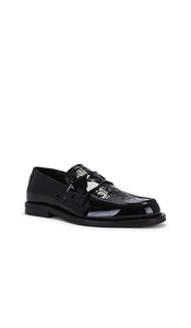 GCDS Wirdo Patent Monogram Loafers in Black