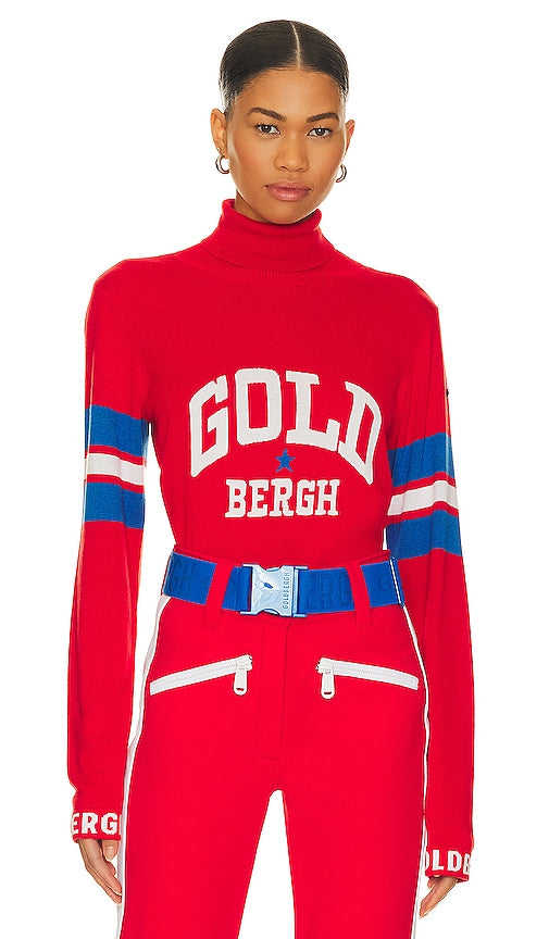 Goldbergh Biscuit Sweater in Red - Pull biscuit Goldbergh en rouge - Goldbergh 红色饼干毛衣 - Goldbergh Kekspullover in Rot - Goldbergh 비스킷 스웨터레드 색상 - Maglione biscotto Goldbergh in rosso