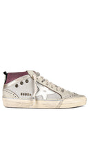 Golden Goose Mid Star Sneaker in Beige | Silver  Violet  White  White Ecru  & Pla Lifestyle Sneakers for Women