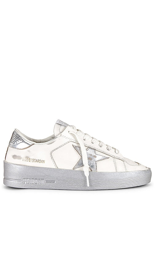 Golden Goose Stardan Sneaker in White | White & Silver Lifestyle Sneakers for Women